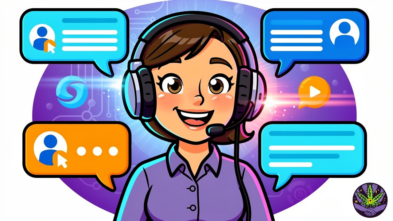 Cartoon support representative helping with friendly communication