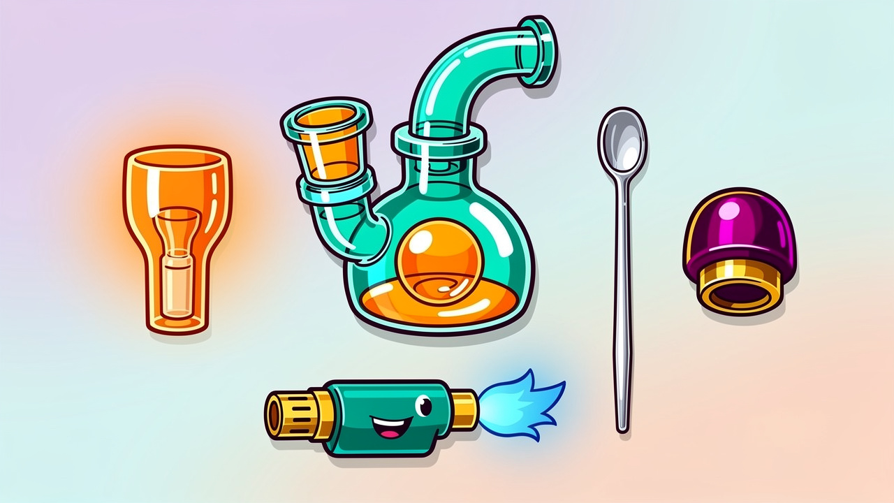 Cartoon diagram of dab rig parts and components