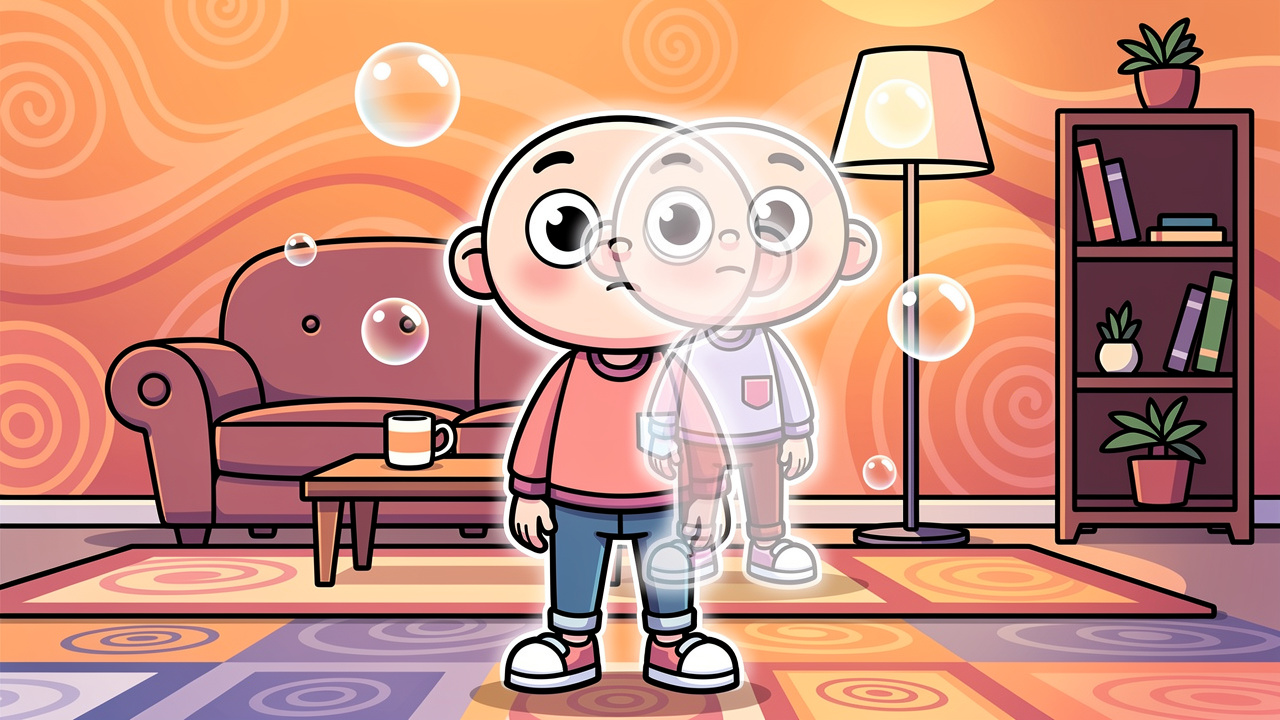 Cartoon depicting depersonalisation and derealisation after cannabis
