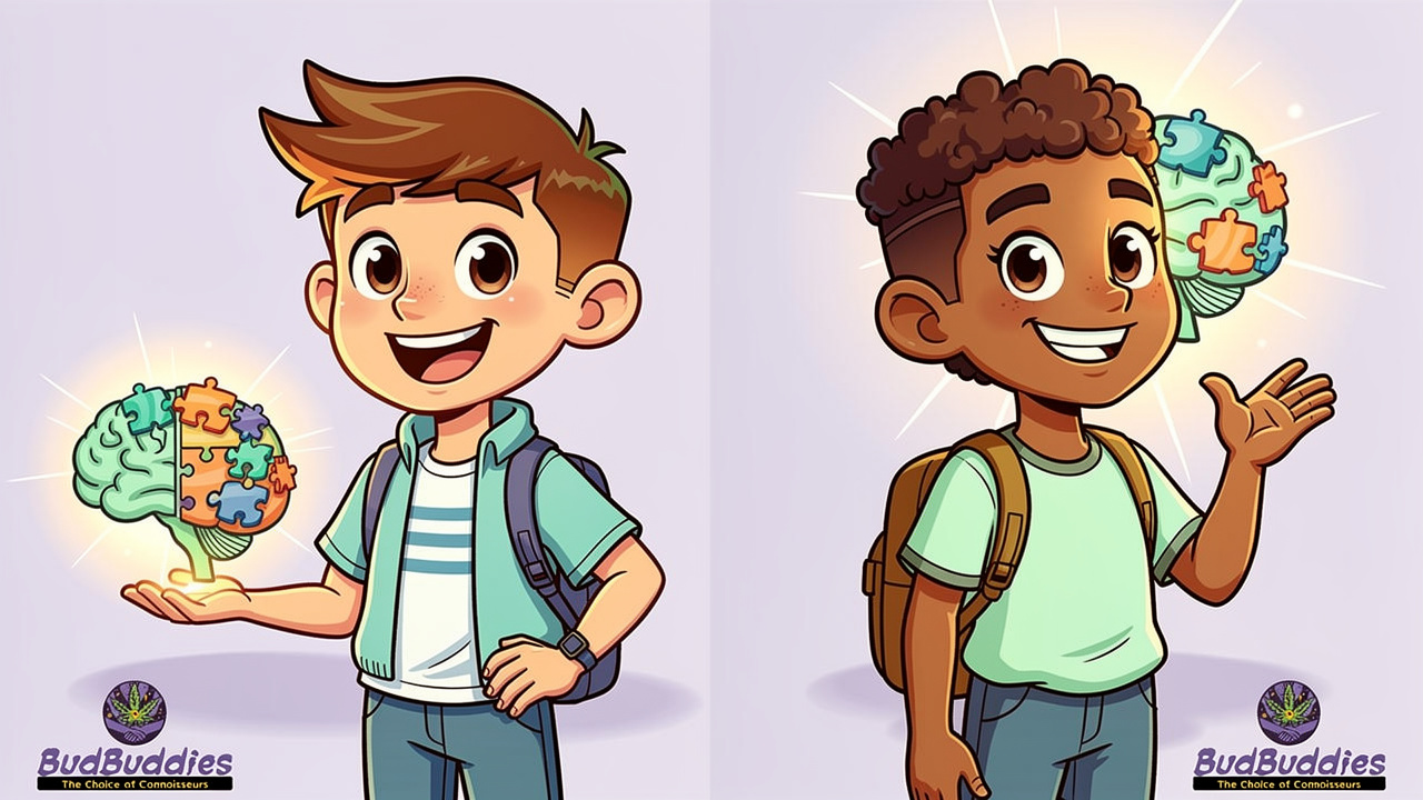 Cartoon comparison of developing teenage brain and adult brain