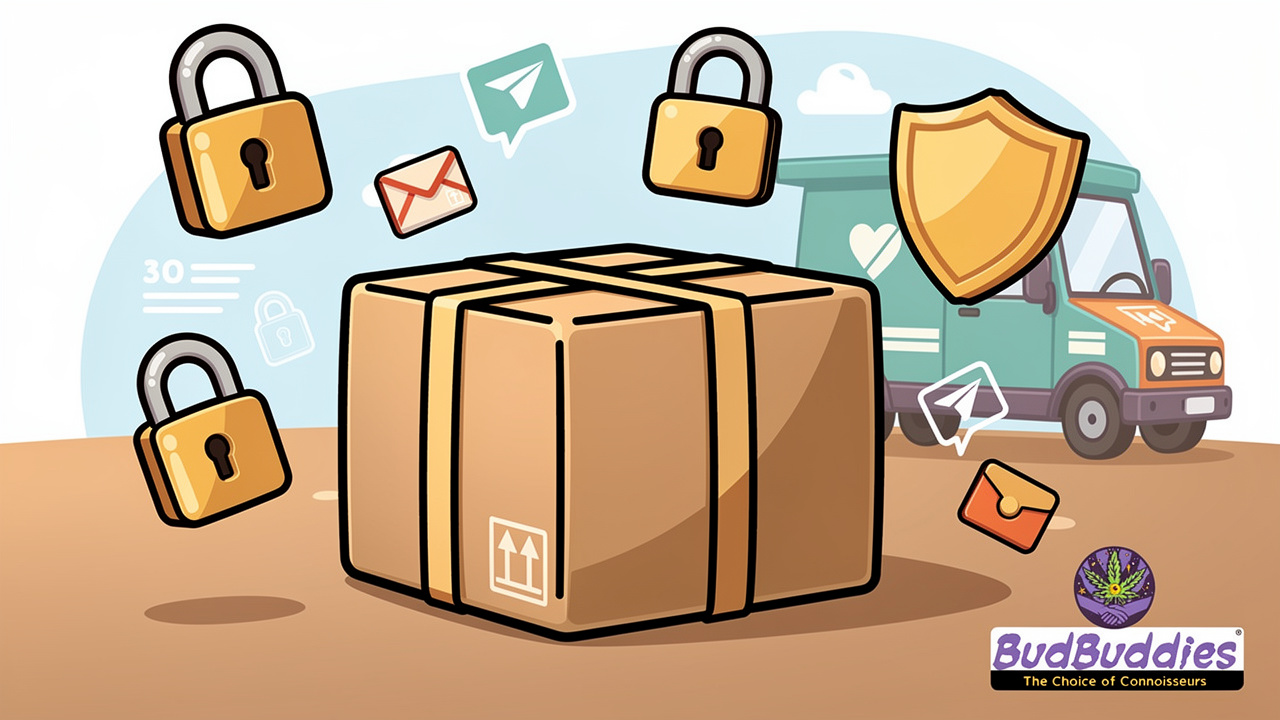 Plain wrapped parcel with discrete packaging and privacy protection symbols