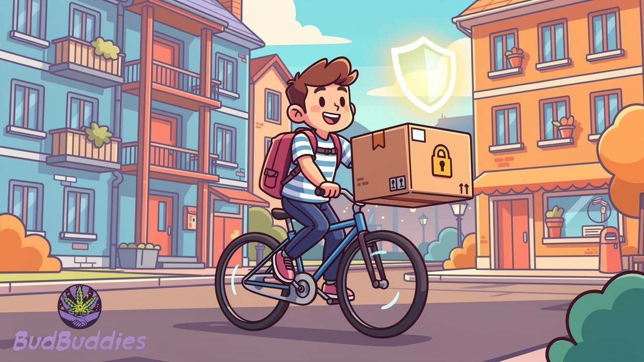 Cartoon discreet parcel delivery to student accommodation