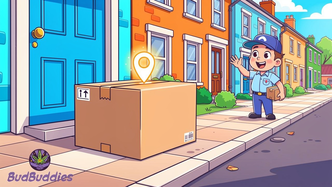 Cartoon discreet parcel delivery to student accommodation