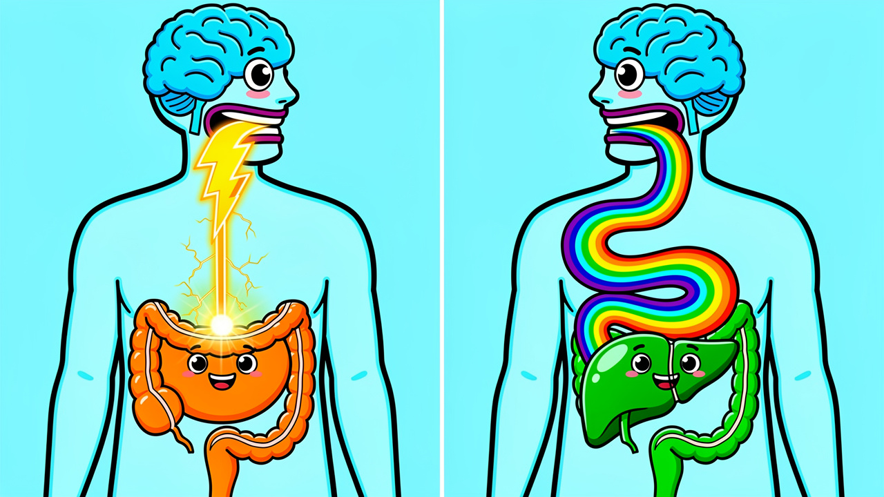 Cartoon showing how edibles travel through the body differently