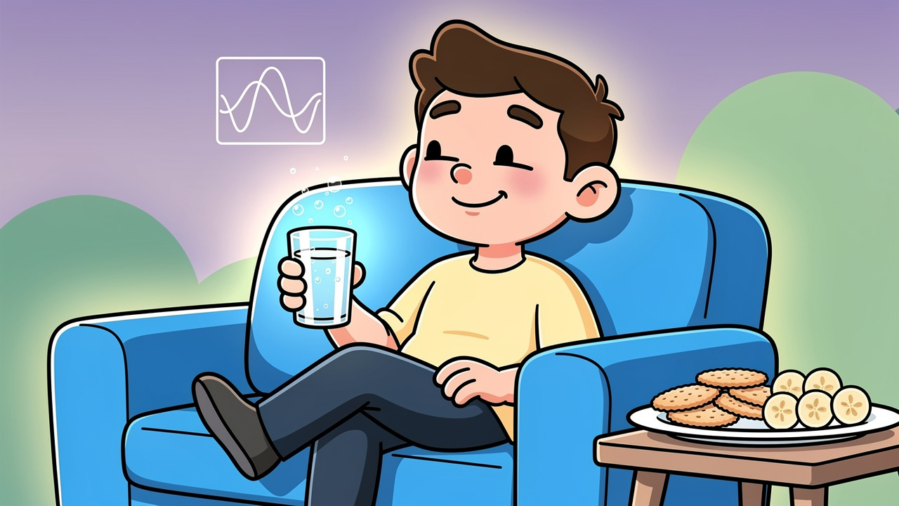Cartoon showing calming relief steps for cannabis edible dizziness