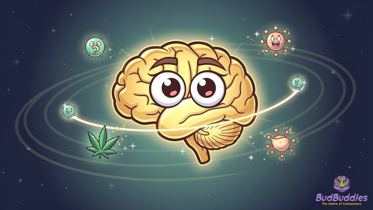Cartoon brain representing endocannabinoid system adjusting
