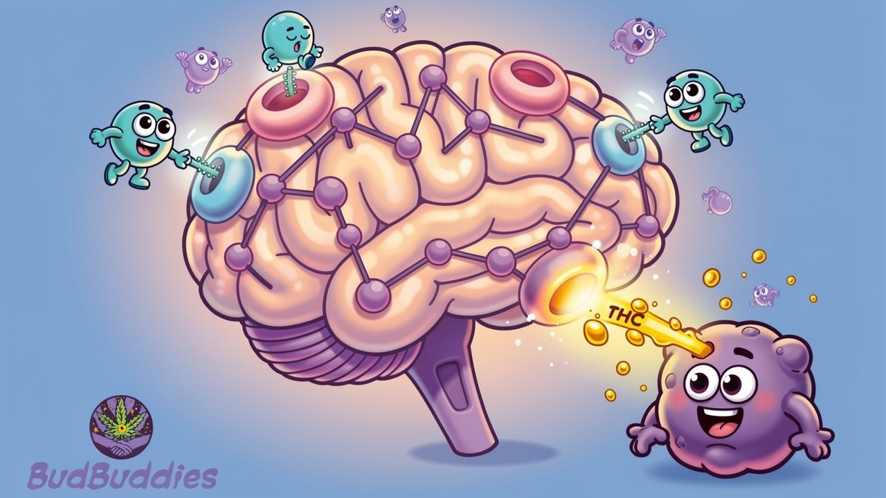 Cartoon endocannabinoid system adjusting to cannabis withdrawal