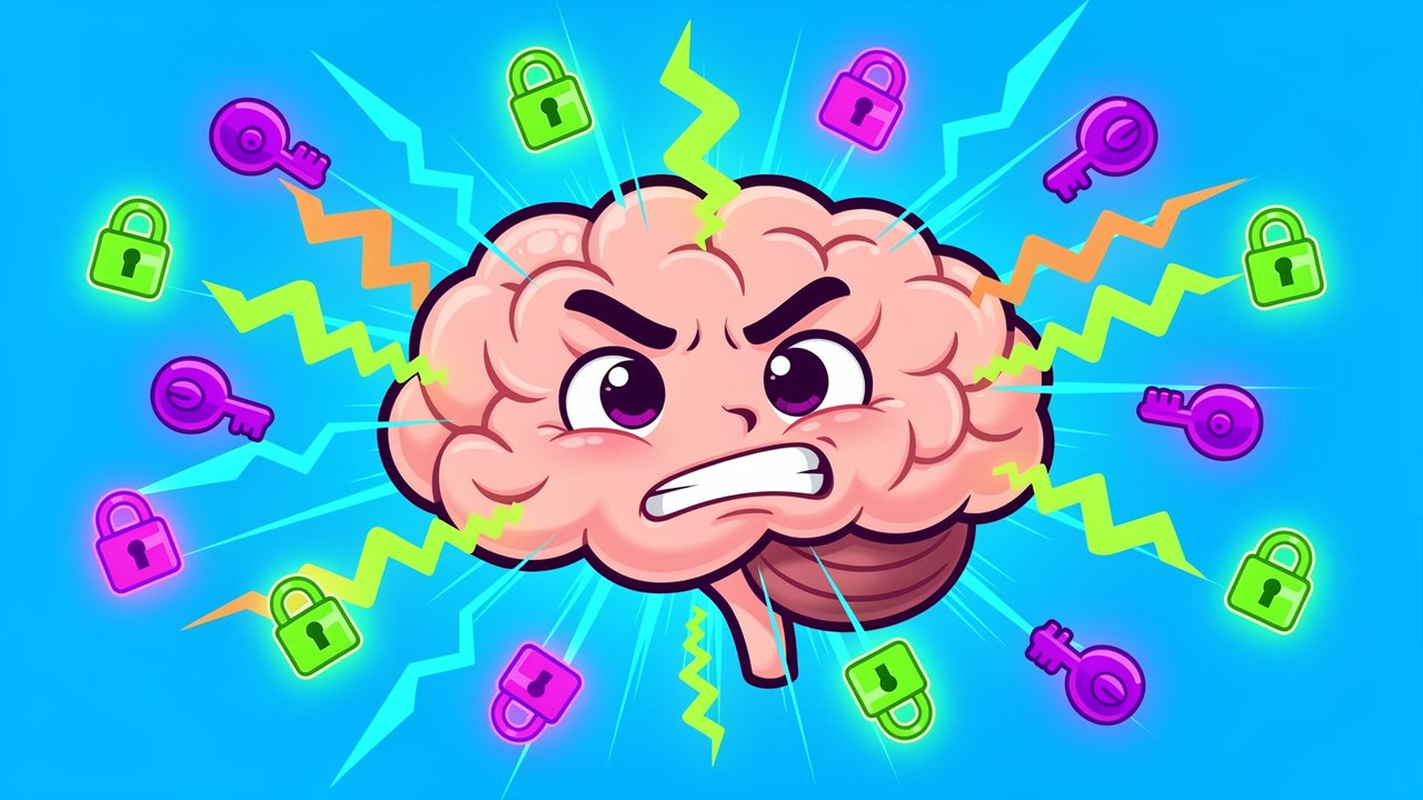 Cartoon brain showing THC overload in the endocannabinoid system