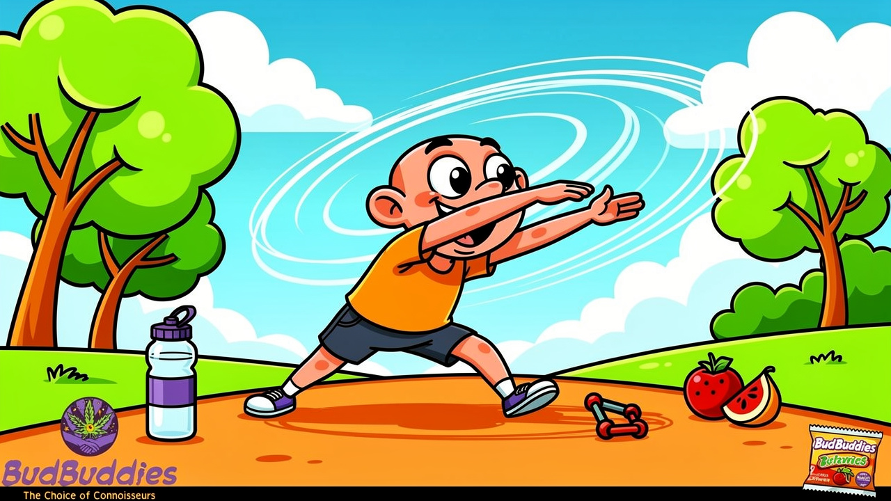 Cartoon character exercising outdoors to ease withdrawal symptoms