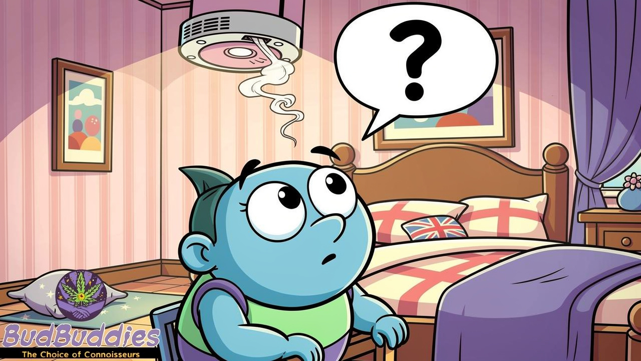 Cartoon character questioning whether smoke will trigger alarm