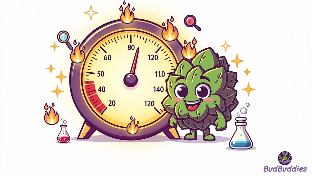 Cartoon illustration of Forbidden Fruit strain potency levels