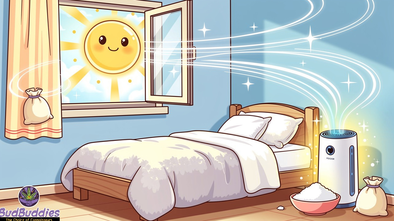 Cartoon of a fresh clean odour-free student bedroom