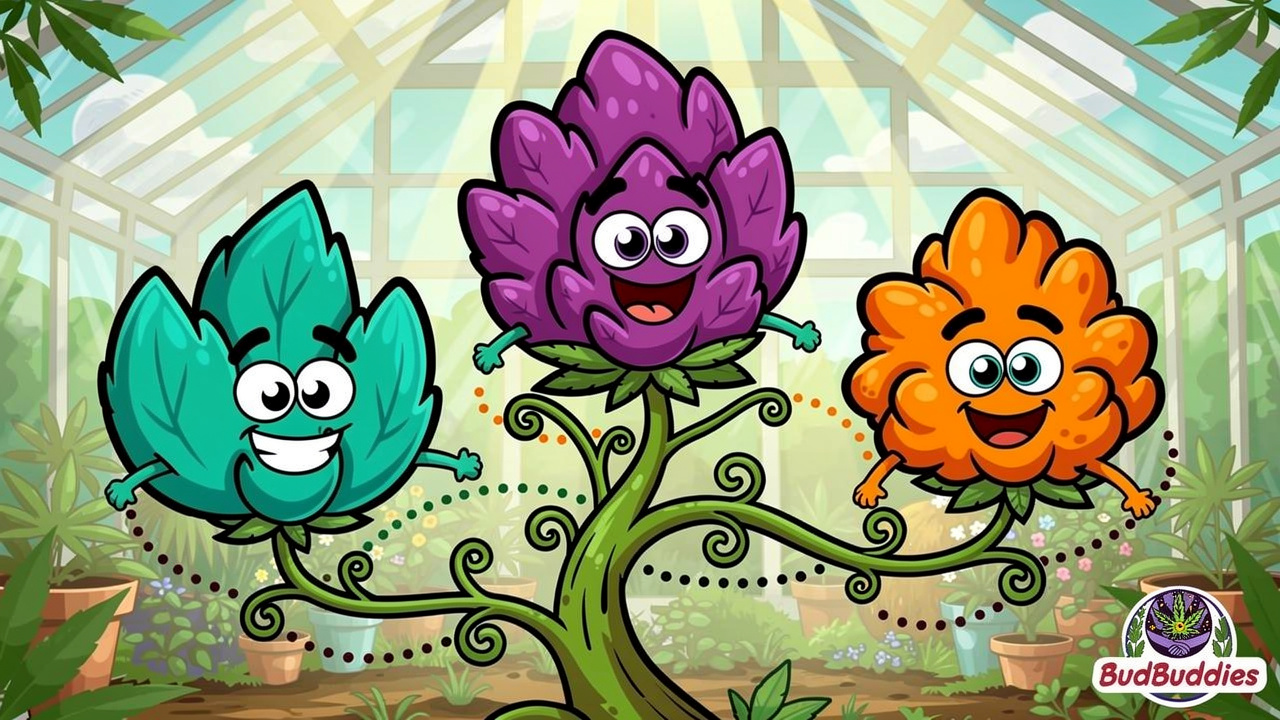Cartoon family tree of Gastro Pop strain genetics