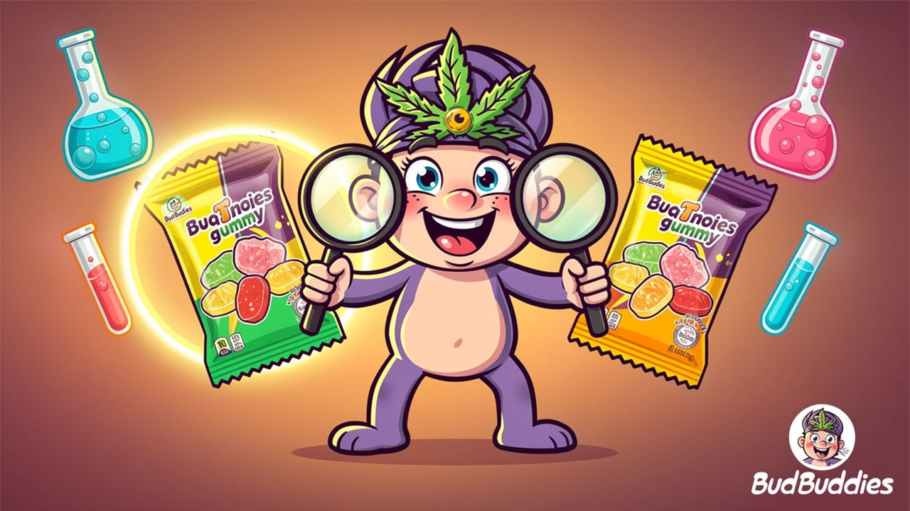 Cartoon comparing genuine versus fake edibles quality