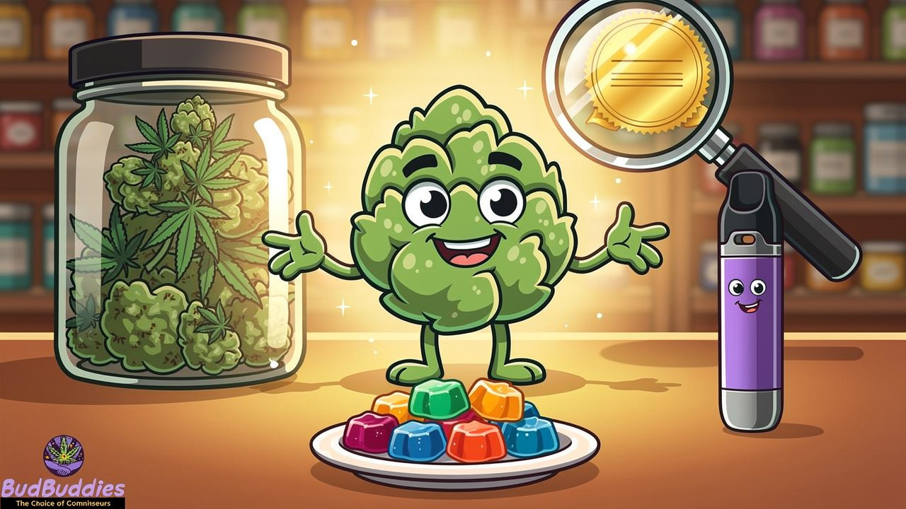 Cartoon flower, vape and edible product characters