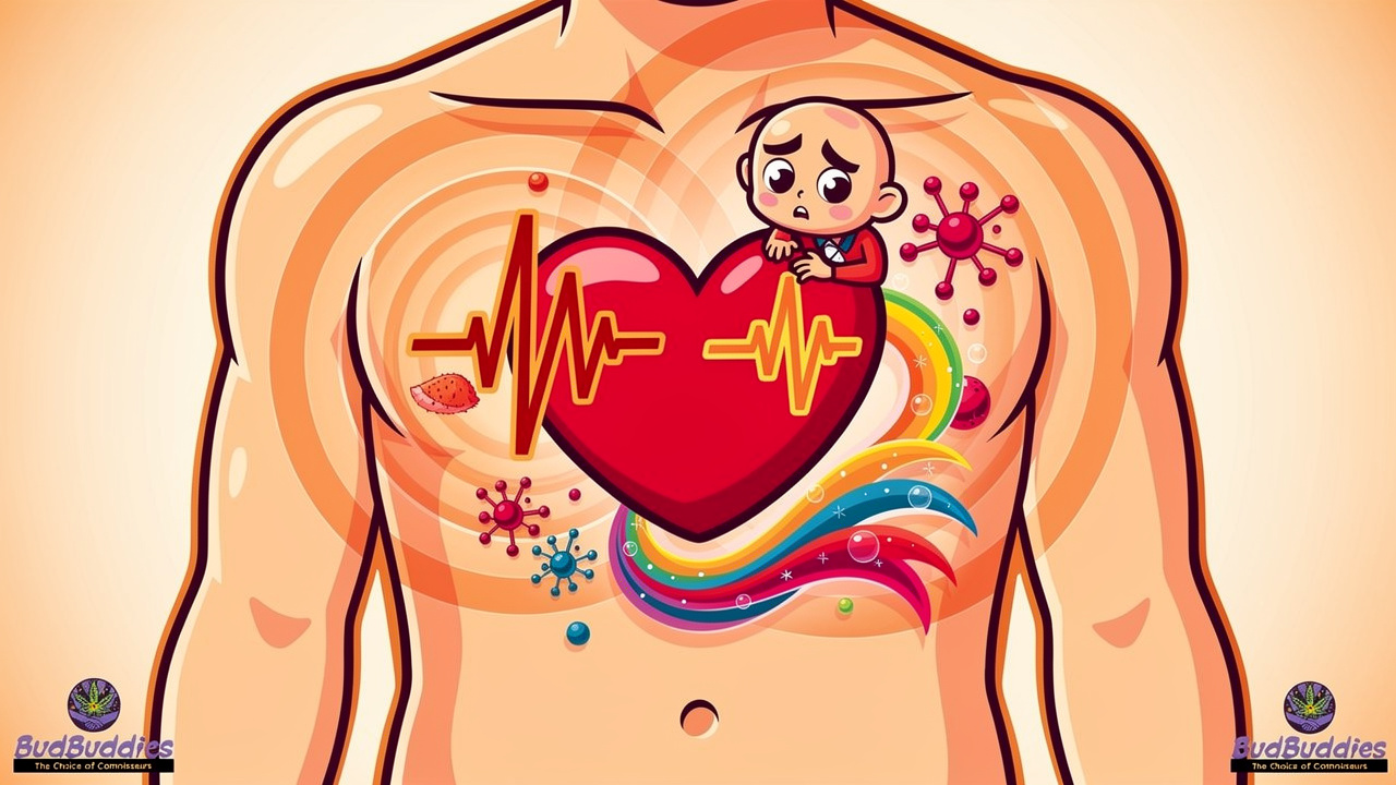 Cartoon heart showing cannabis smoking effects on cardiovascular system