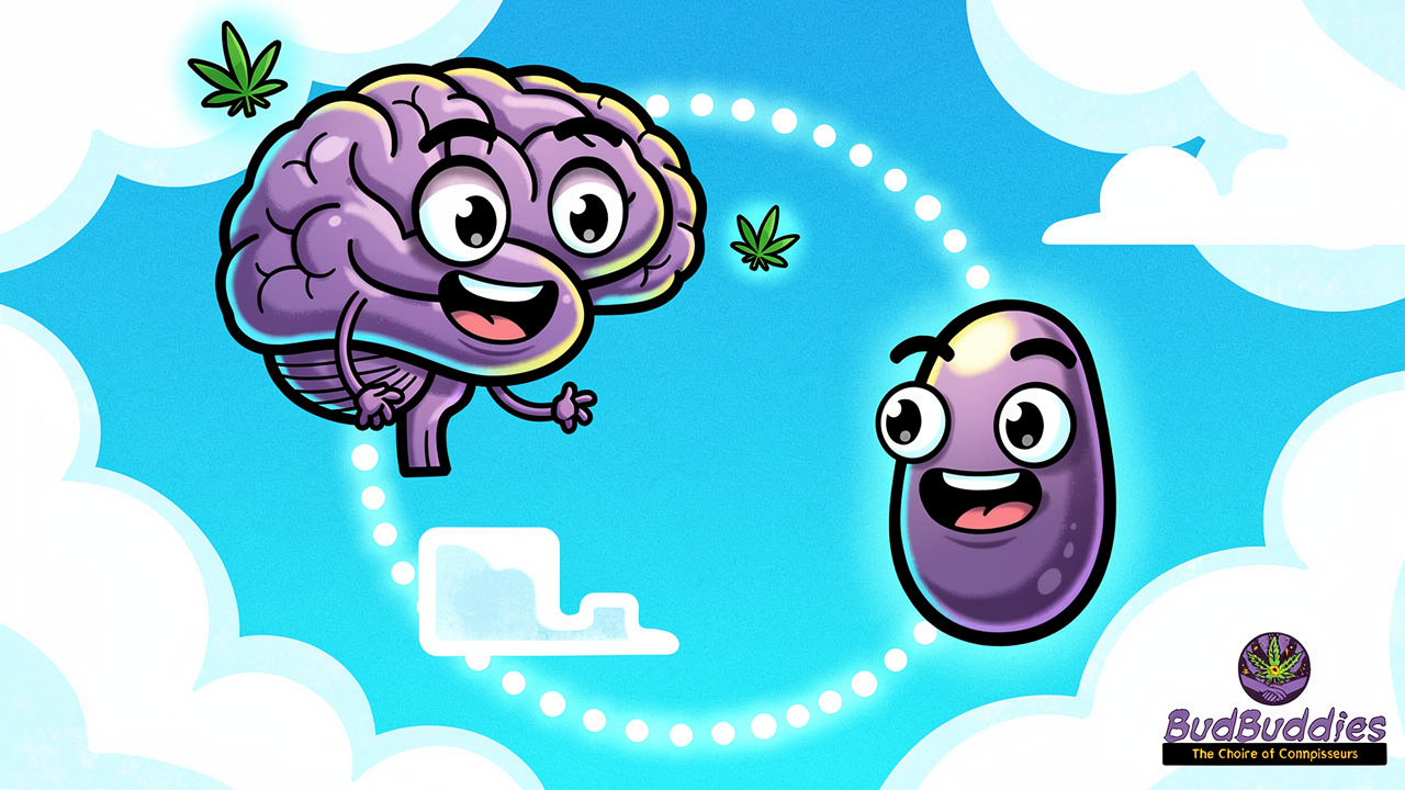 Cartoon diagram of hormone system and cannabis interaction