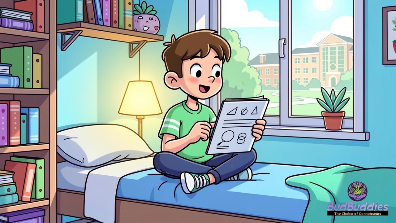 Relaxed cartoon student reviewing their accommodation contract