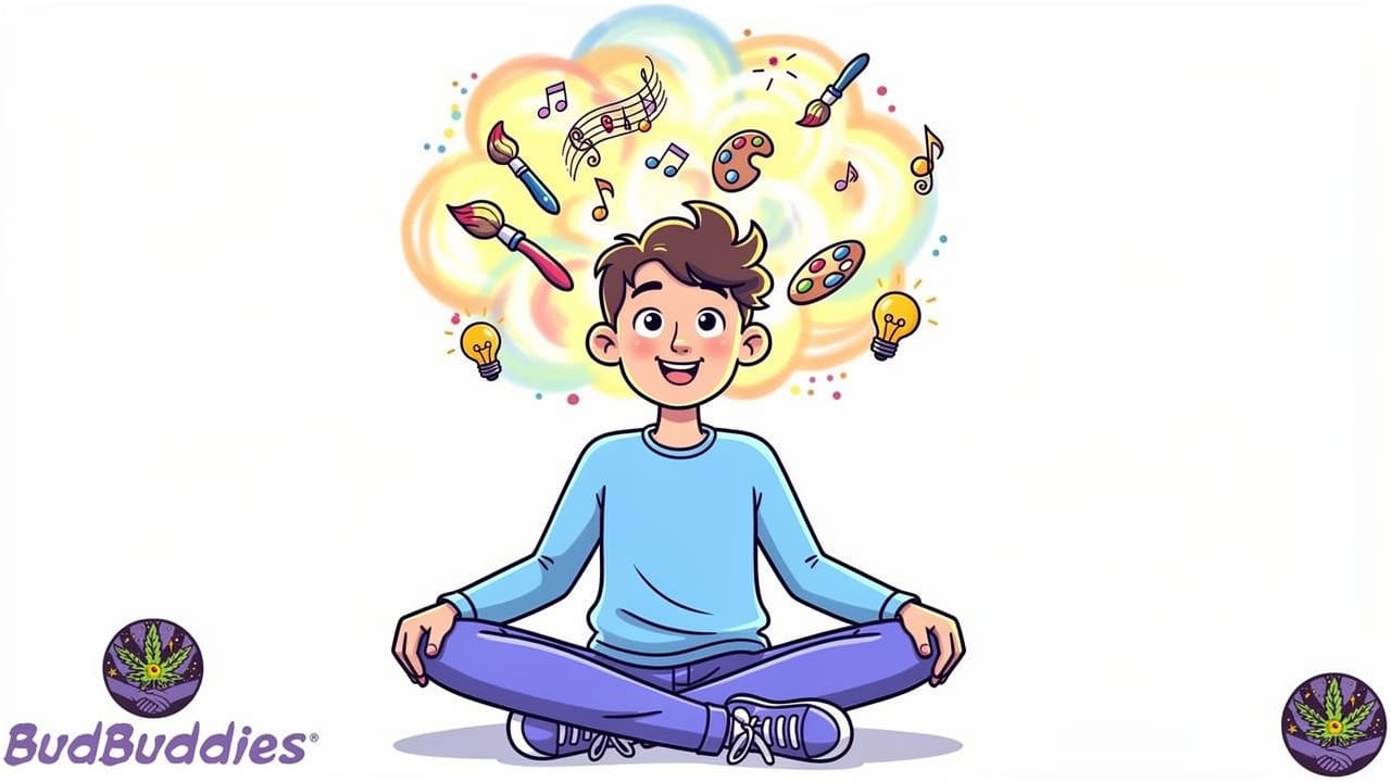 Cartoon person experiencing Jack Herer uplifting effects