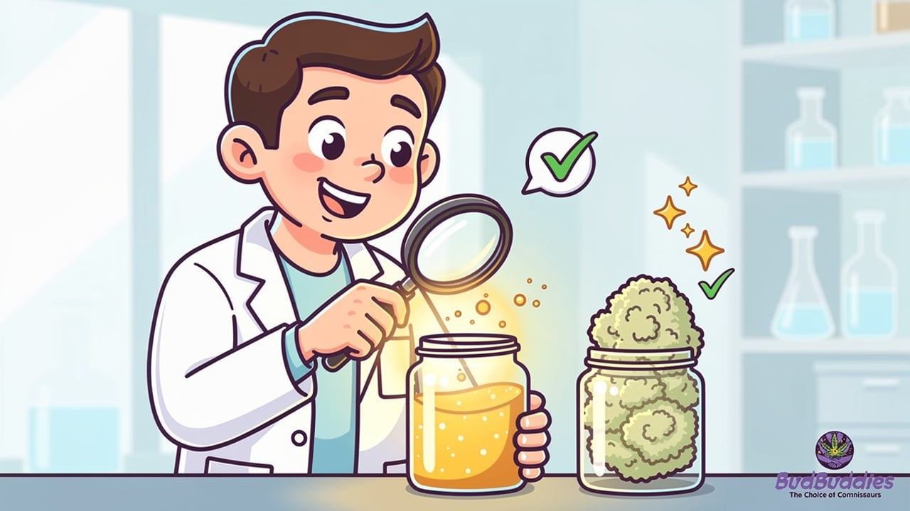 Illustration of lab testing cannabis flower and concentrates