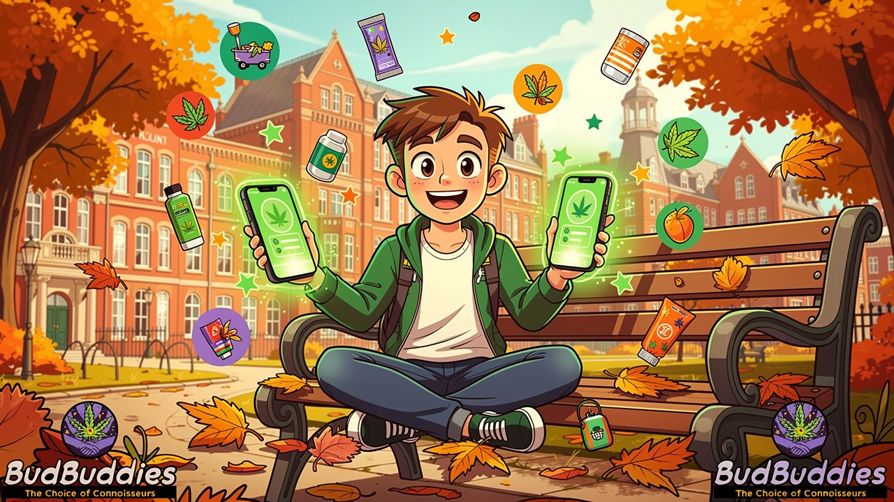 Manchester Met student browsing cannabis products on smartphone