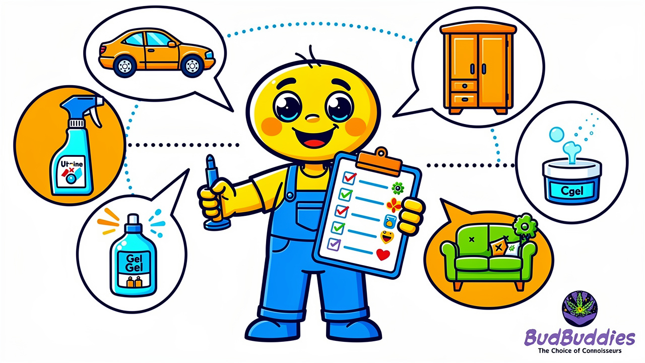 Cartoon guide matching odour products to different situations