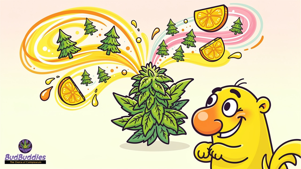 Cartoon scent swirls showing OG Kush aroma profile