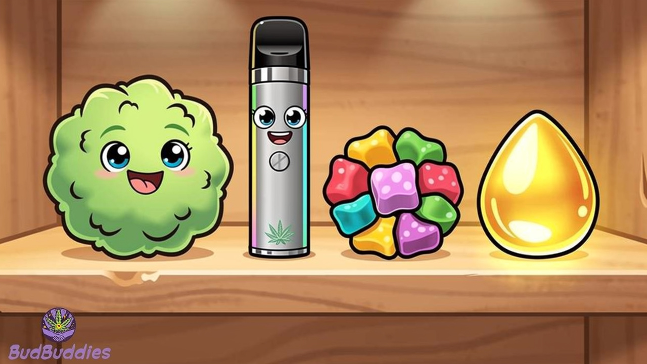Cartoon characters representing OG Kush product formats
