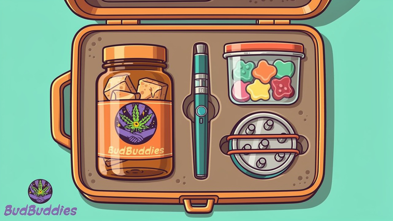 Cartoon organised interior of student smell proof storage box