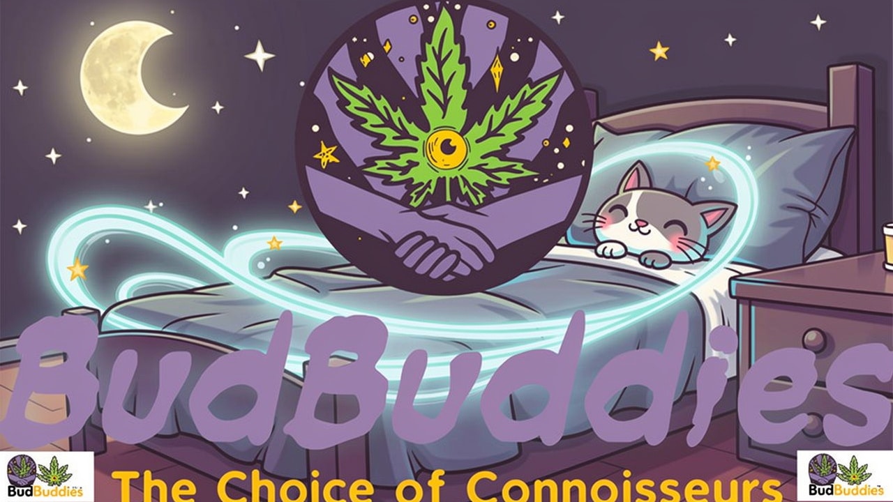 Cartoon depicting calming effects of Peanut Butter Breath strain