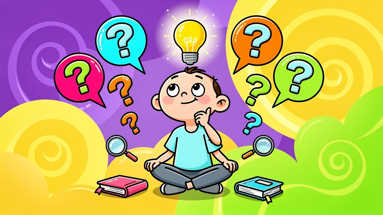 Cartoon character pondering British slang frequently asked questions