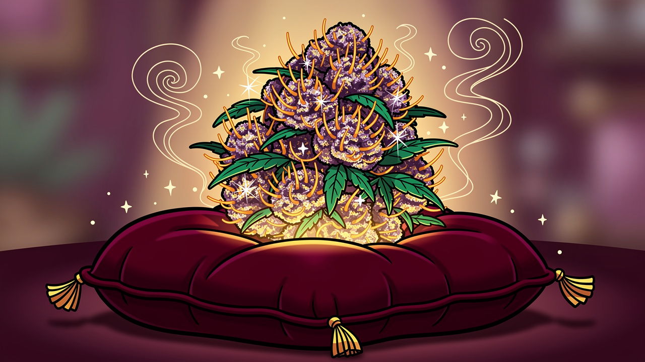 Cartoon illustration of premium quality cannabis bud