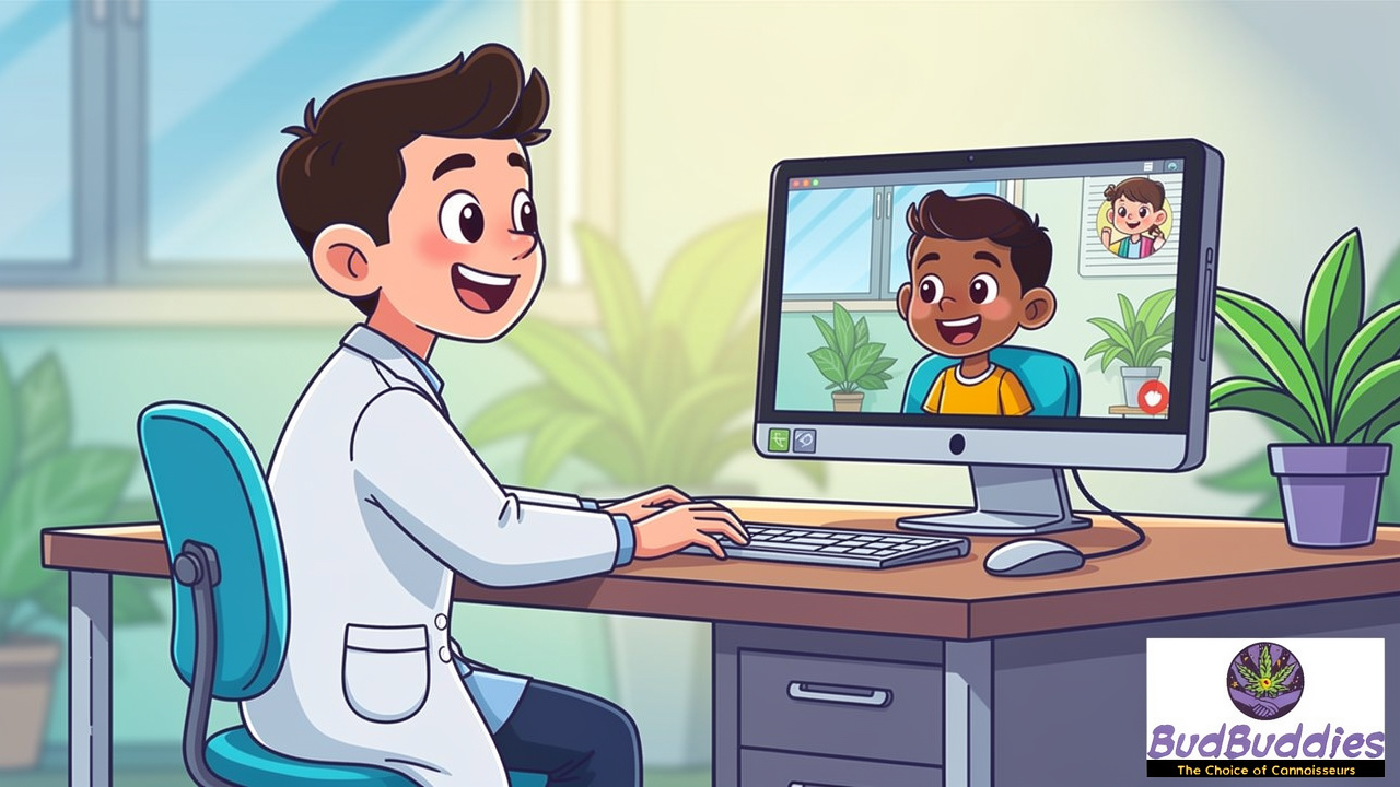 Doctor and student in friendly video consultation