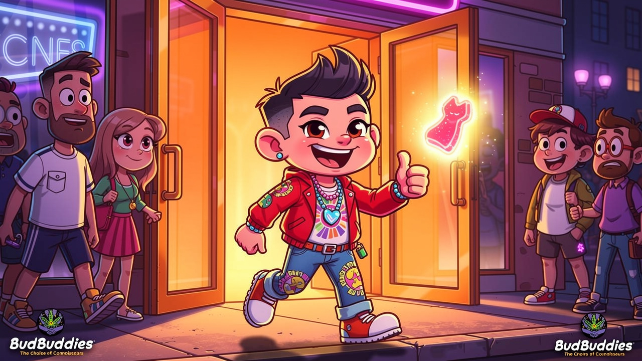 Cartoon character confidently heading out to a nightclub