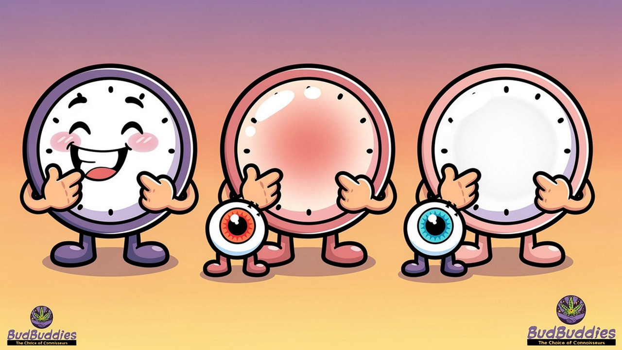 Cartoon clock showing how long red eyes last