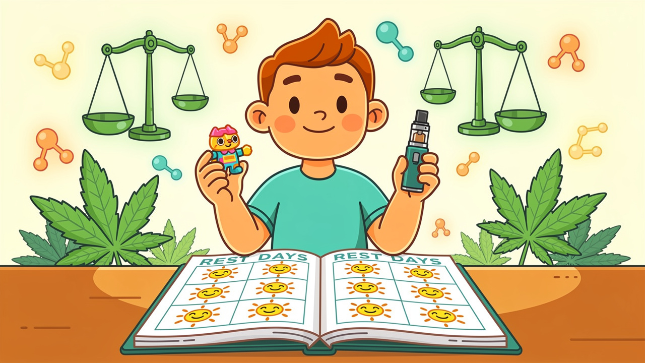 Cartoon character practising responsible long-term cannabis habits