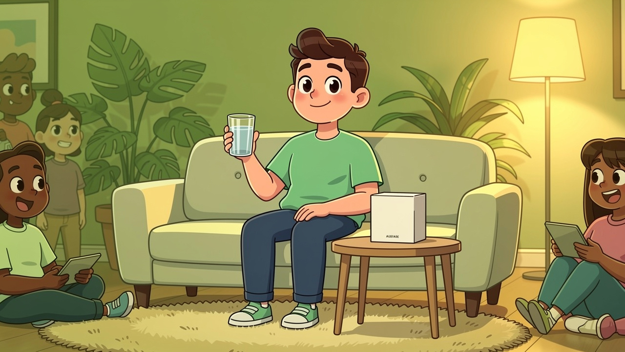 Happy cartoon character enjoying a safe, calm session