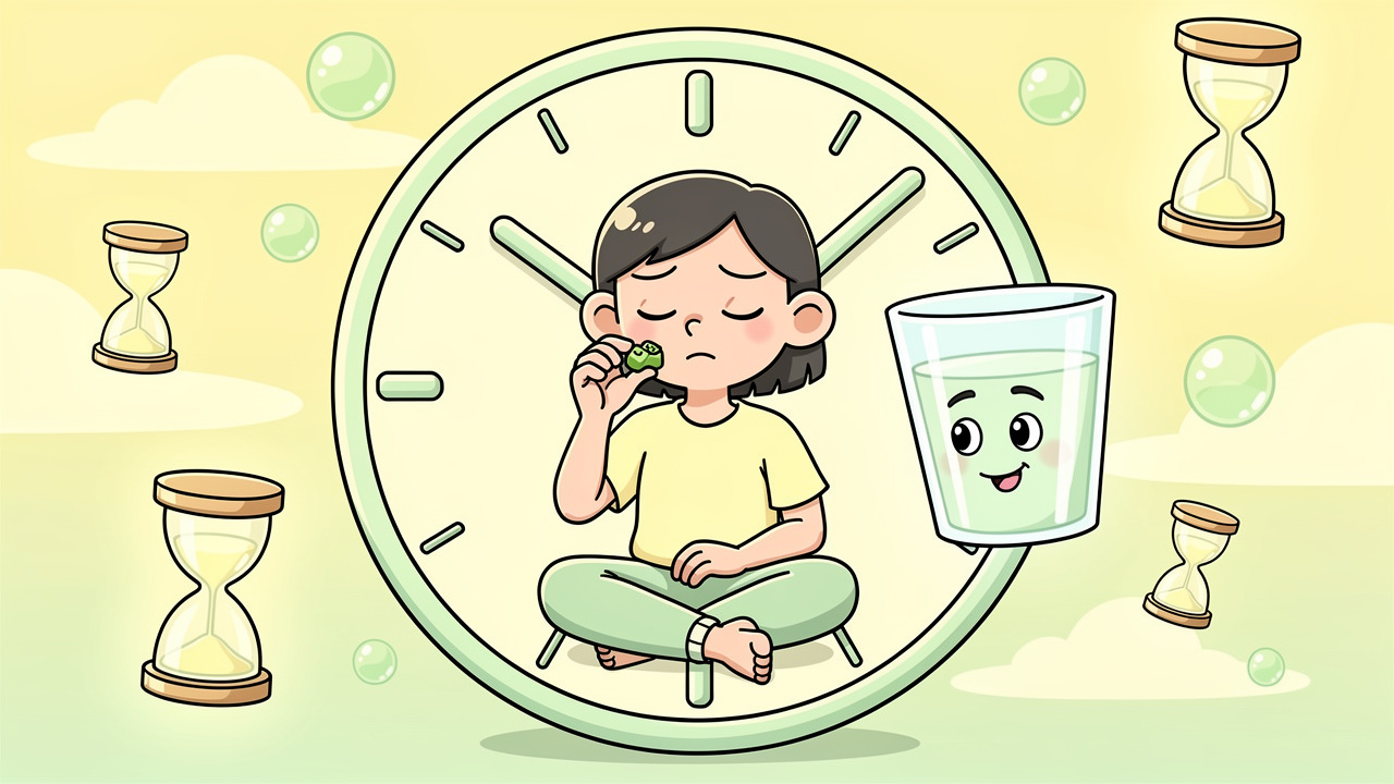 Cartoon character practising safe and patient cannabis edible dosing