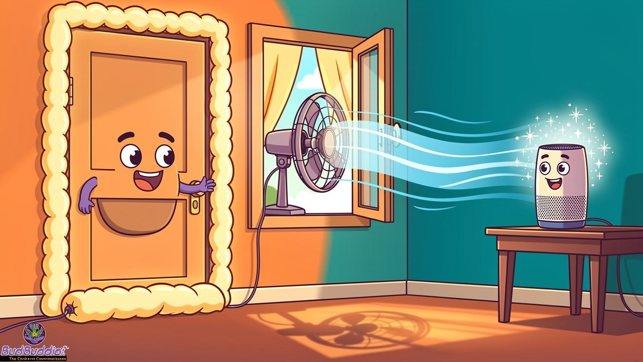Cartoon character sealing door and using fan to control airflow