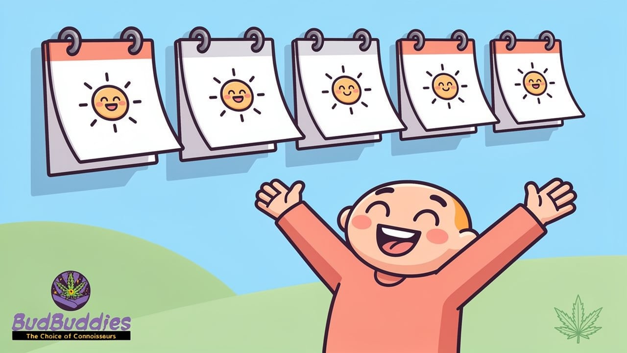 Cartoon calendar showing six month recovery timeline