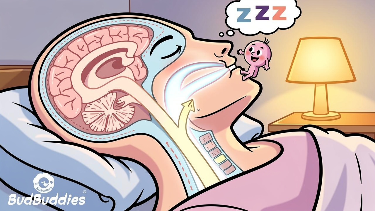 Cartoon illustration of airway during sleep apnea