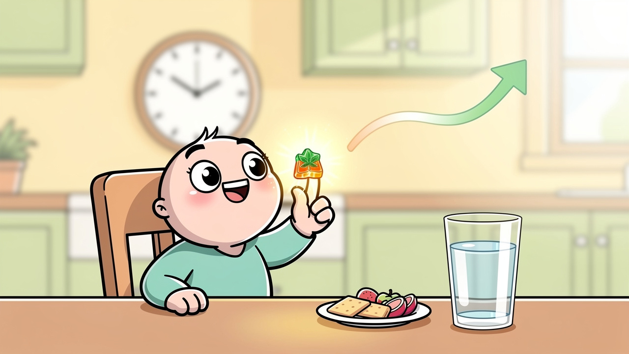 Cartoon character starting with a low cannabis edible dose