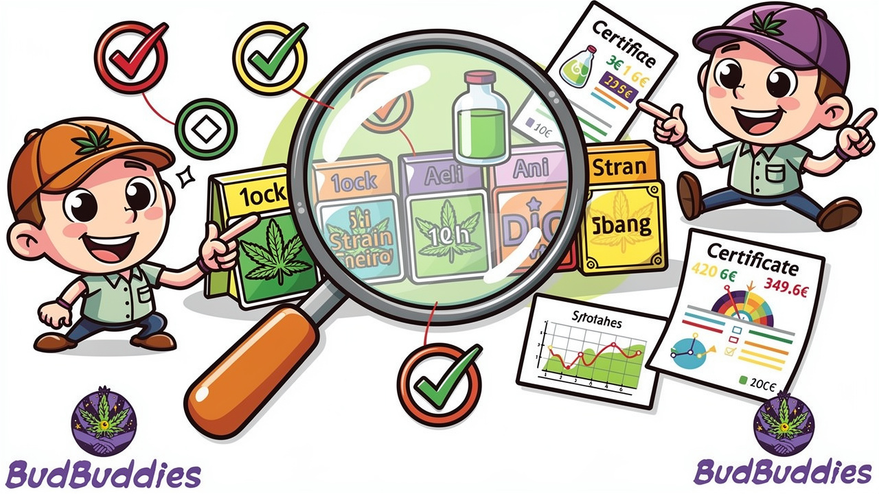 Cartoon of magnifying glass examining bundle quality markers and information