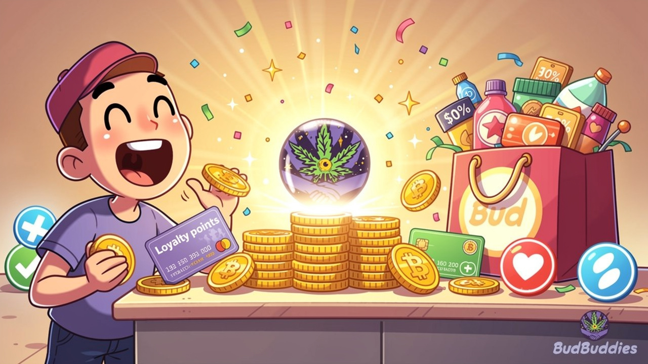 Animated character combining multiple cannabis loyalty and reward schemes