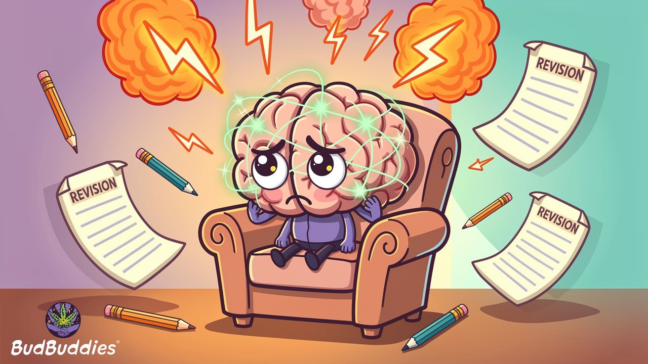 Cartoon brain showing stress hormones and endocannabinoid system