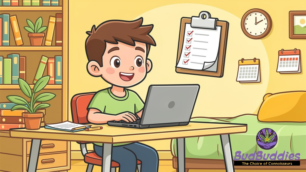 Student attending a private medical cannabis video consultation