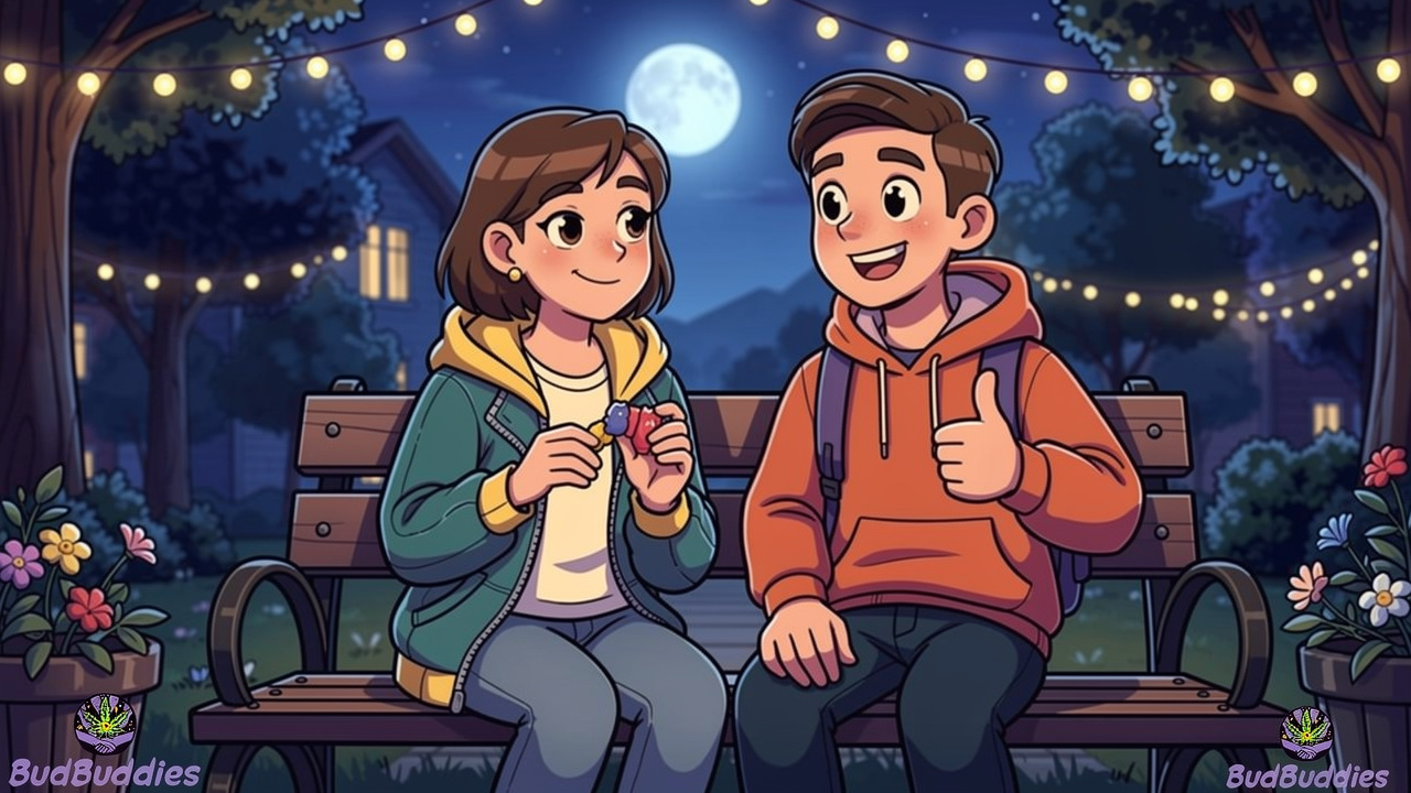Two cartoon students enjoying a calm freshers night out