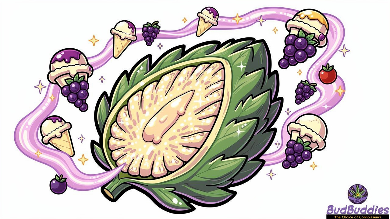 Cartoon depiction of Sundae Driver's creamy fruity aroma