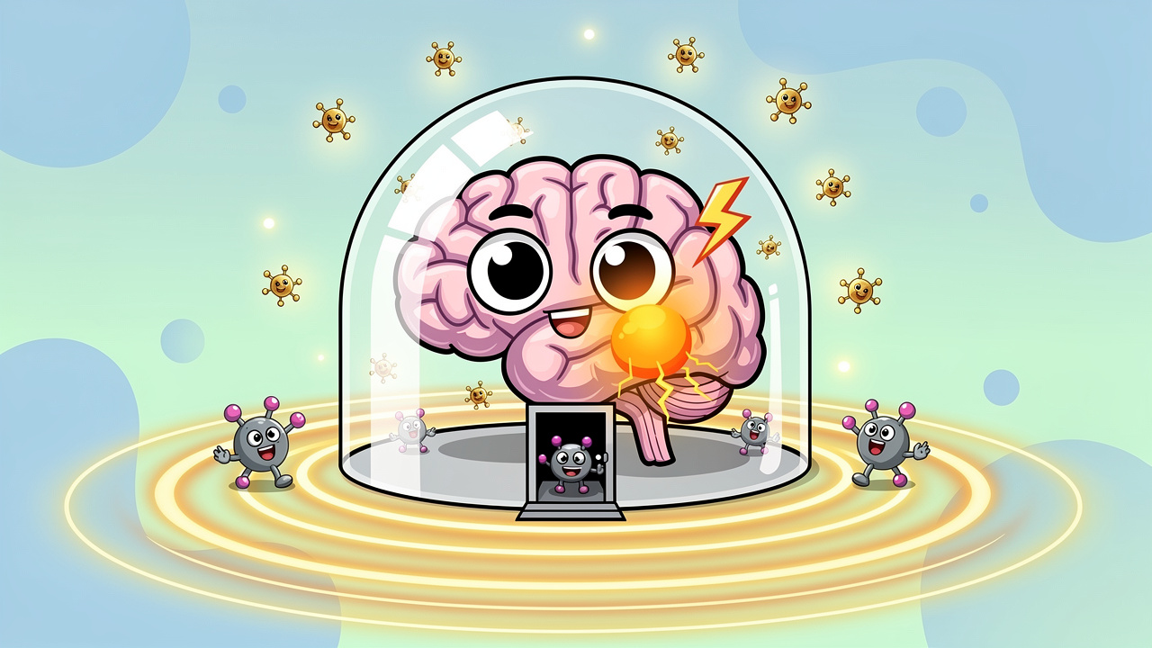 Cartoon illustration of THC affecting the brain receptors