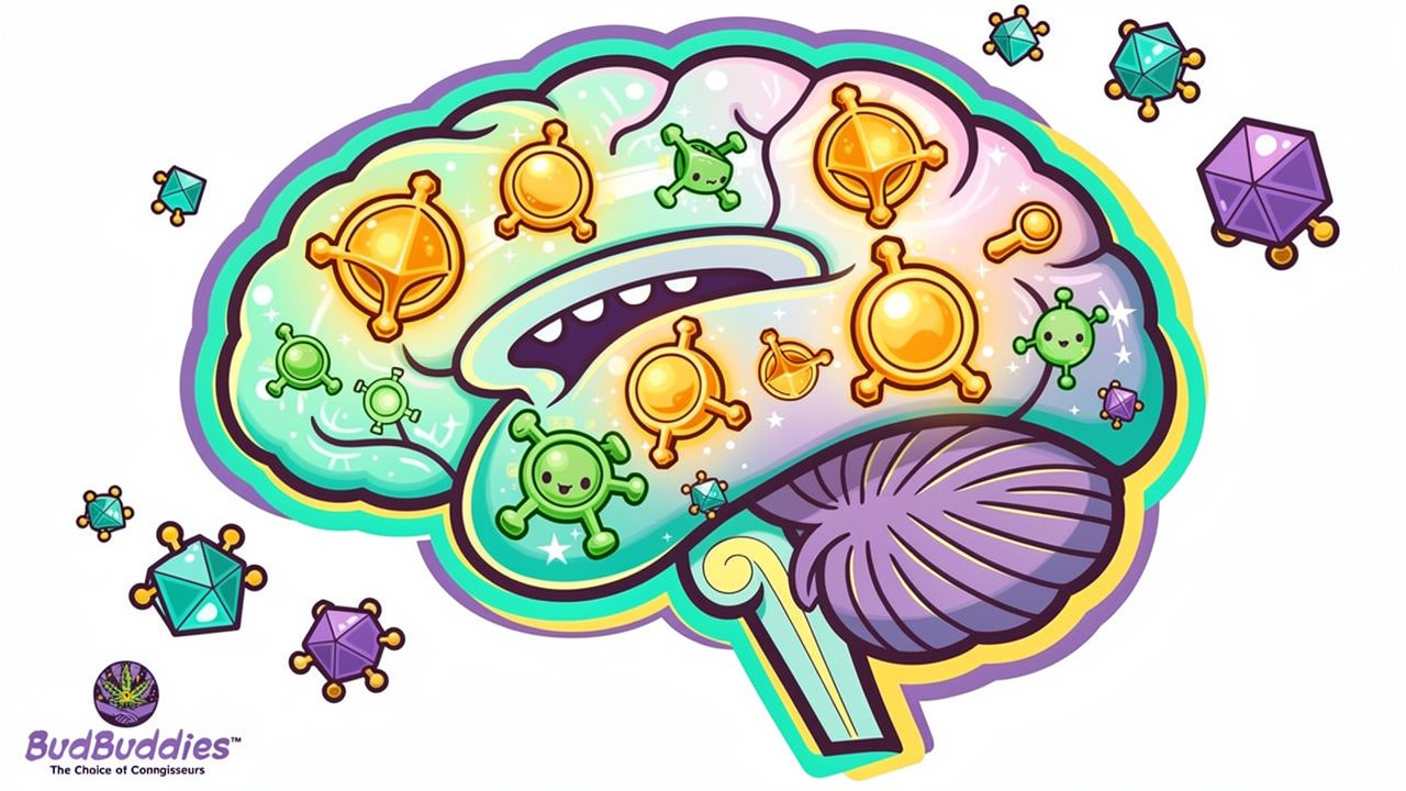 Cartoon illustration of THC affecting the brain and nervous system